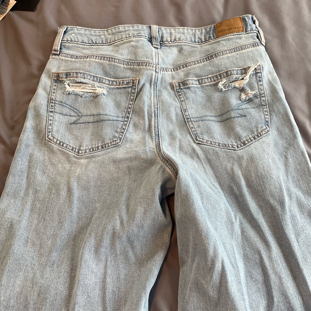 American Eagle Outfitters Distressed Light Blue Wide Leg Jeans - Picture 8 of 8